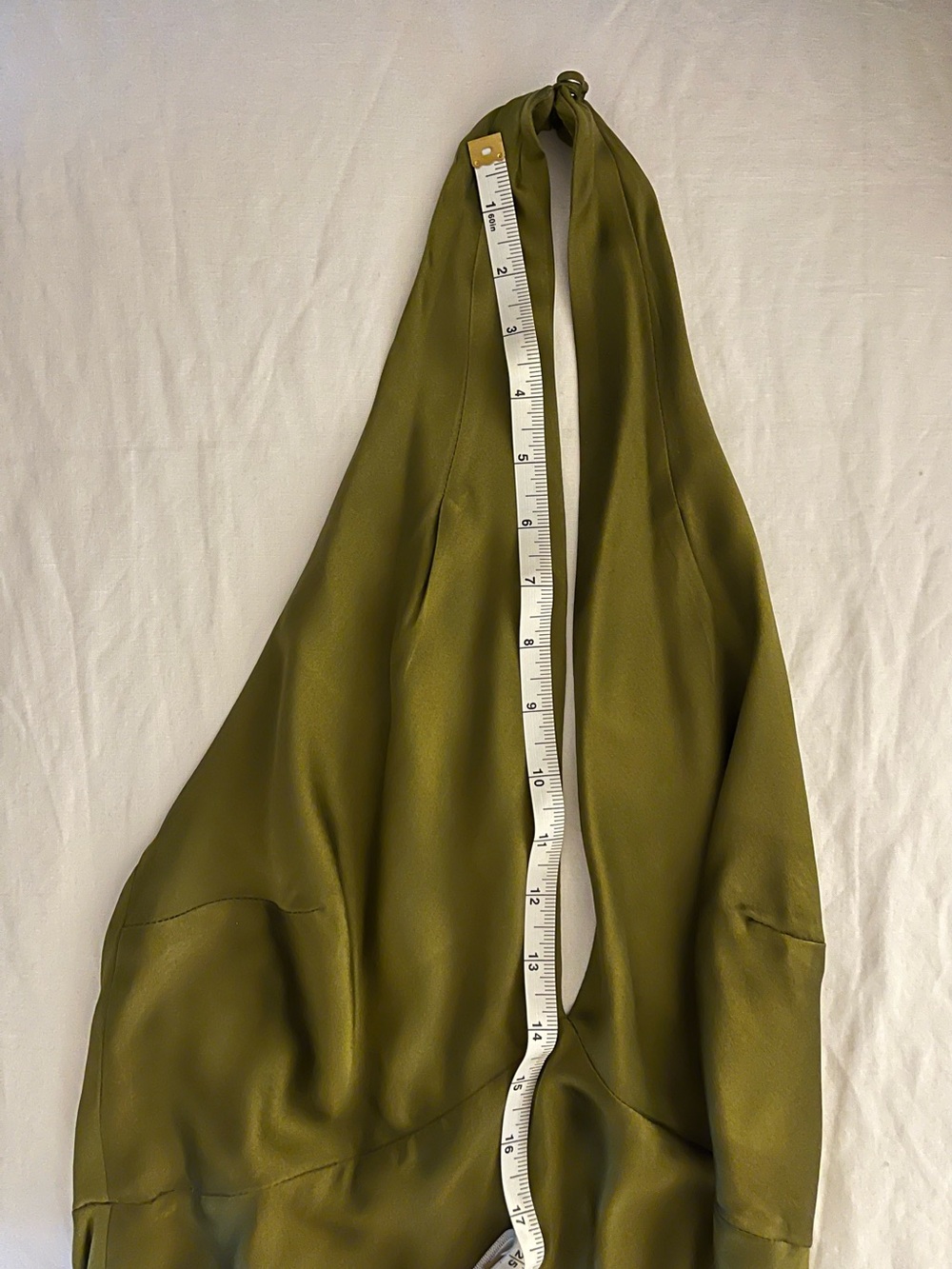 Reformation Daniela Silk Halter Maxi Dress in Pear Satin Evening Gown 6 - Picture 14 of 16